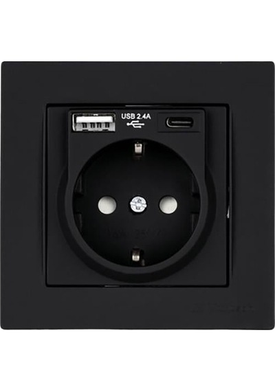 Mutlusan Usb Type C Priz 2.4ah Karavan Usb Priz - Siyah-1006