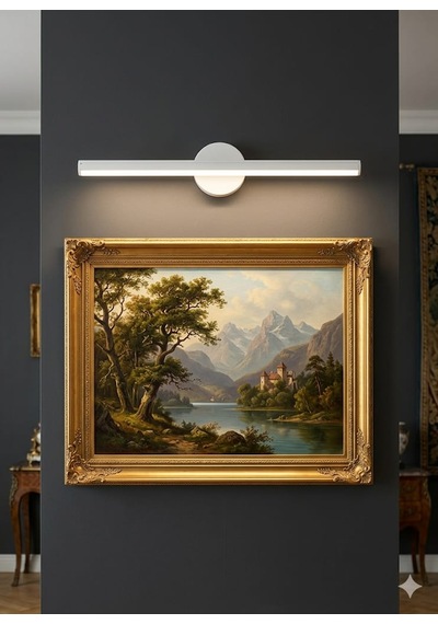 Teknozeel Modern Dekoratif Led Günışığı Duvar Ayna Resim Aplik Aydınlatma 38cm Eskitme Pil Dahildir Beyaz