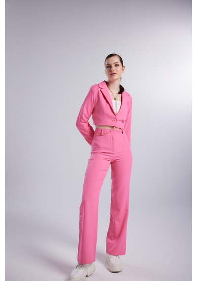 Holly Lolly Yüksek Bel Düğme Kapamalı Panky Pantolon Pembe