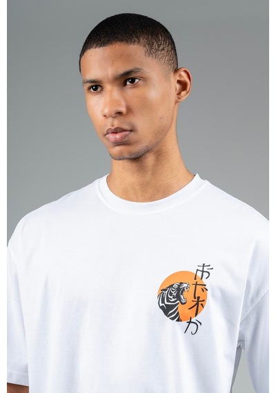Maraton Sportswear Oversize Erkek Bisiklet Yaka Kısa Kol Basic Beyaz T-shirt 23243-beyaz Beyaz