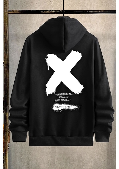 Uyguntarz Unisex Sometimes X Baskılı Sweatshirt siyah