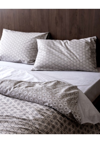 Madame Coco Metz Çift Kişilik %100 Ranforce Baskılı Nevresim Takımı - Gri 8684427296264 Çok Renkli