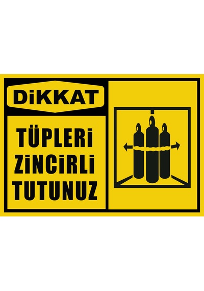 Jetyazdır Uyarı Levhaları ''dikkat Tüpleri Zincirli Tutunuz '' A4 Pvc 30 21 Cm
