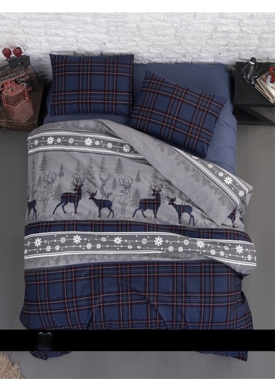 First Choice Flanel Nevresim Takımı Happiness Navy Blue Tek Kişilik