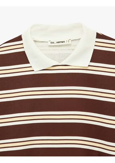 Koton Şardonlu Uzun Kollu Polo Yaka Çizgili Sweatshirt Kahverengi Çizgili 6sal10375ık Kahve Çizgili Koton Şardonlu Uzun Kollu Polo Yaka Çizgili Sweatshirt Kahverengi Çizgili 6sal10375ık Kahve Çizgili