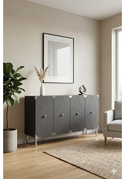 Ka1297as Alfa Konsol Ve Tv Sehpası Antrasit-silver 120cm