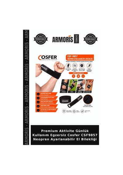 Premium Aktivite Günlük Kullanım Egzersiz Cosfer Csf9857 Neopren Ayarlanabilir El Bilekliği Çok Renkli