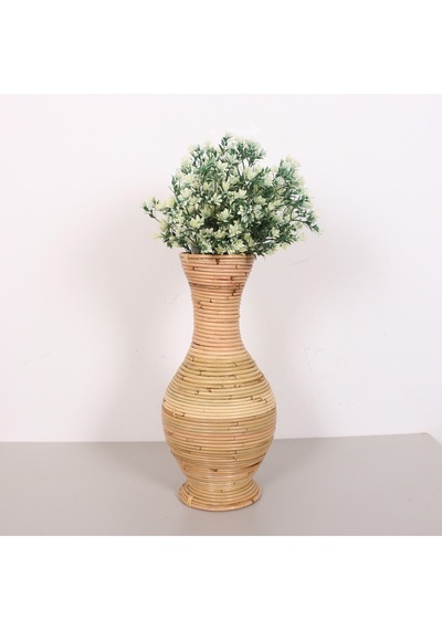 Bingül Doğal Rattan Dekoratif Vazo 24x50 Cm Bej