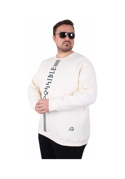 Moc Grande Mocgrande Büyük Beden Bisiklet Yaka 3ip Sweat Possible 25719 Bej Bej
