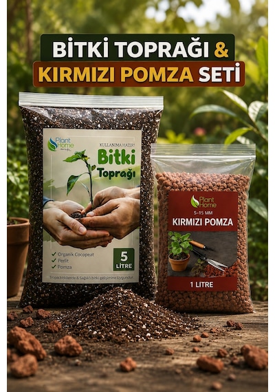 Bitki Toprağı & Kırmızı Pomza Seti 5 L Bitki Toprağı + 1 L Ponza Organik Cocopeat İçerikli Diğer