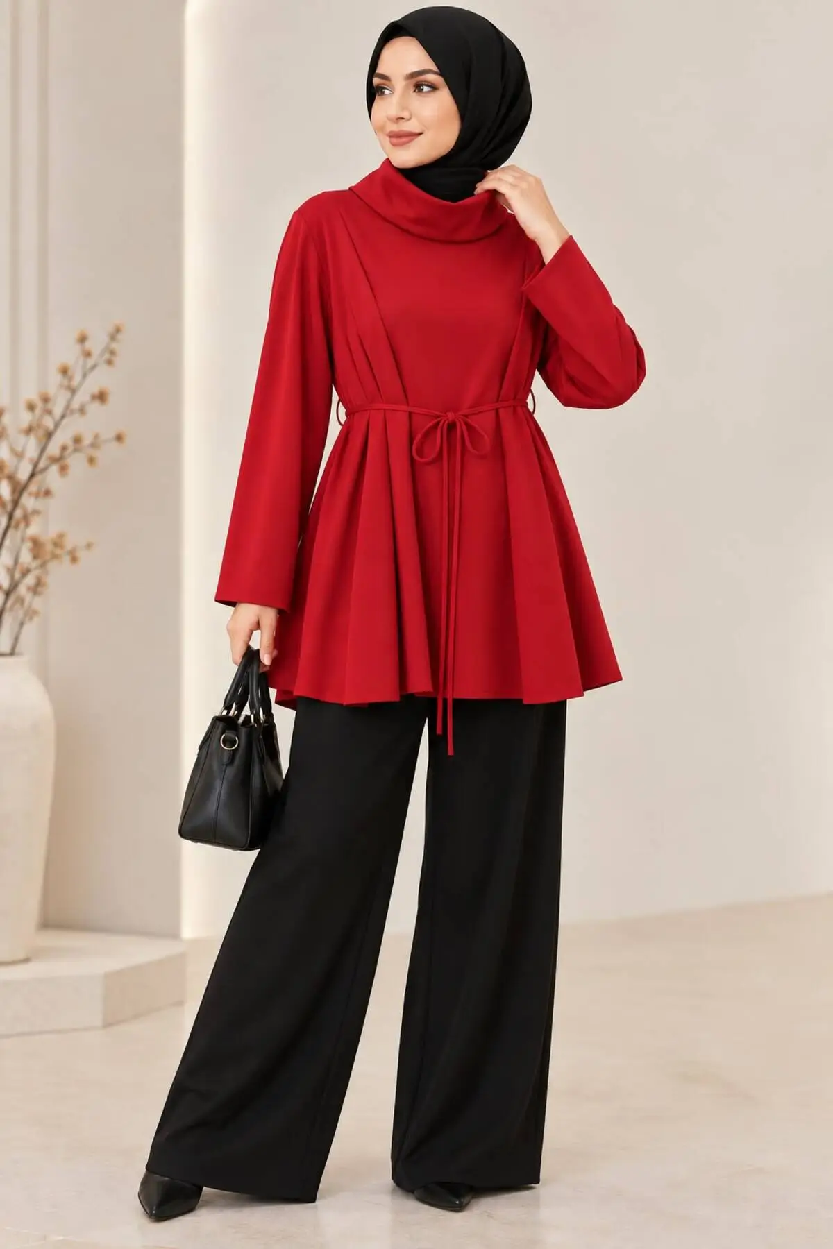 Missmelissfashion Miss Meliss Oysho Kumaş Oversize Salaş Tunik Kırmızı