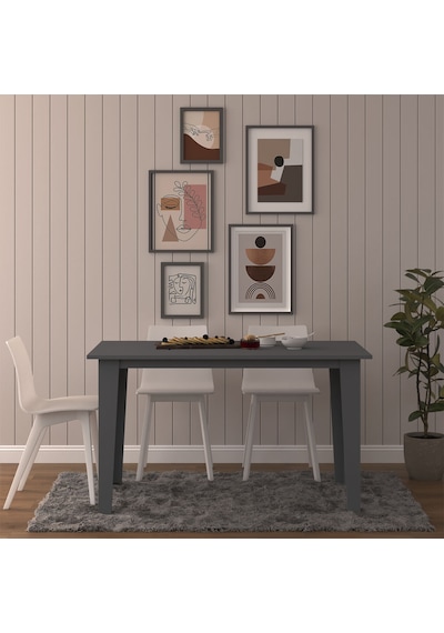 Asra Trend Yemek Masası YM-01 %100 MDF 4-6 Kişilik Mutfak Salon Masası Antrasit