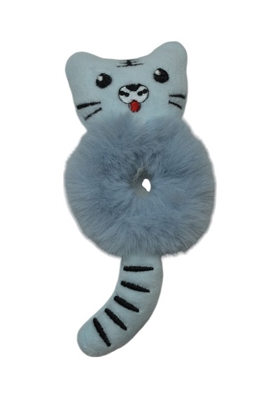 Lastikli Peluş Kedi Toka Turkuaz