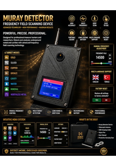 Muraytekno Muray Frequency Scanner Dokunmatik Ekranlı Frekanslı Alan Tarama Cihazı Şarj Edilebilir Teleskopik Antenli Siyah Muraytekno Muray Frequency Scanner Dokunmatik Ekranlı Frekanslı Alan Tarama Cihazı Şarj Edilebilir Teleskopik Antenli Siyah