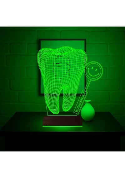 Luvivia Smile Diş Hekimi Diş Doktoru Hediye Kişiye Özel 3d Lamba - Masa Gece Lambası V2 Şeffaf
