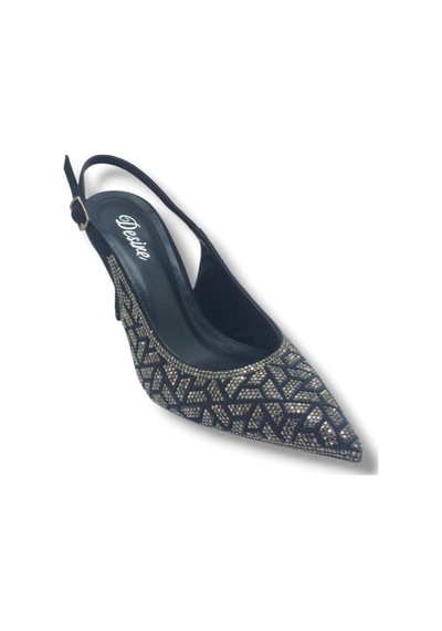 Desire 5011-26 Taşlı Mozaik Desenli İnce Topuk Kadın Stiletto 8,5cm Siyah