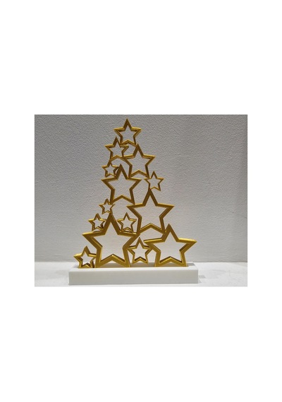 Altın Yıldız Tasarımlı Dekoratif Yılbaşı Süsü Modern Masa Üstü Noel Dekoru 25 Cm 25 Cm