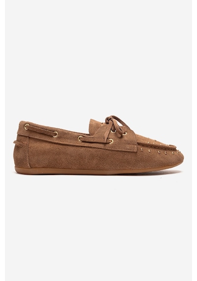 Luvishoes Cuesta Toprak Süet Hakiki Deri Troklu Bağcıklı Kadın Loafer Ayakkabı
