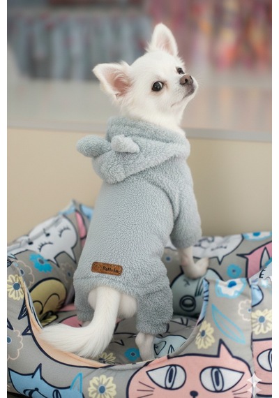 Kedi - Köpek Welsoft Peluş Kışlık Bacaklı Sweat - Pijama - Kıyafet - Mont - Yelek