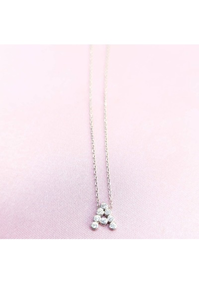 Oriental Kuyumculuk Jewellery Kadın Taşlı A Harfi Gümüş Kolye Gümüş
