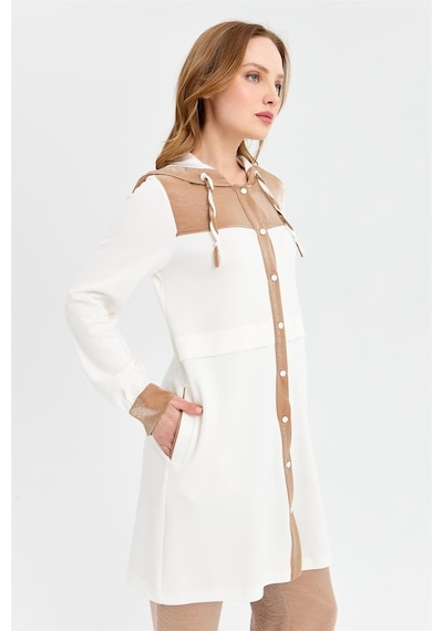 Esswaap Oysh Kumaş Kapişon Detaylı Giy Çık Tunik Camel-camel Camel