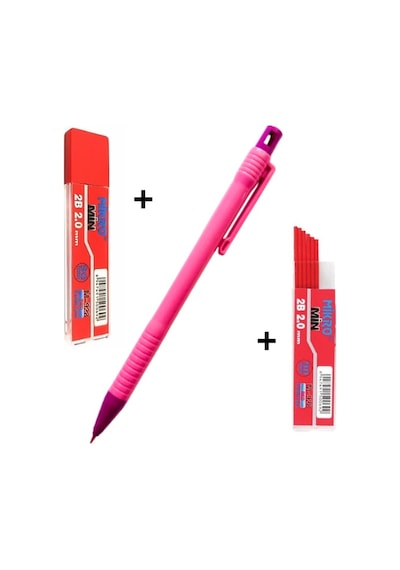 2.0 Mm Kırmızı Kalın Uçlu Versatil Kalem 1 Adet Ve 2.0 Mm Kalın Uç Kırmızı 2 Paket - Pembe Pembe