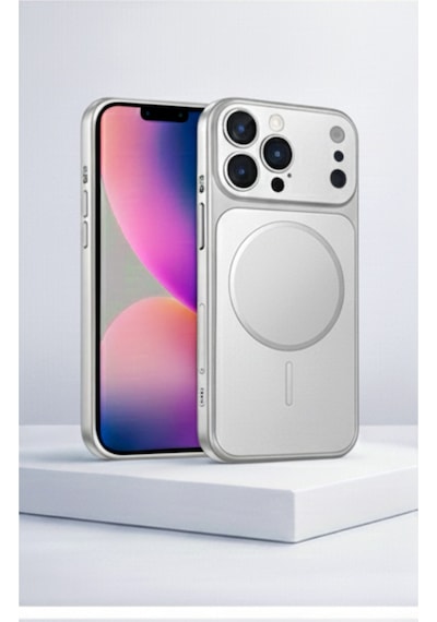 Apple Uyumlu iPhone 13 Pro 17 Görünümlü Magsafeli Kamera Lensli Kılıf Silver