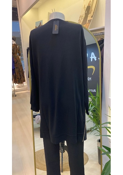 İnvee Fermuar Detayli Tunik 7047 Siyah Siyah