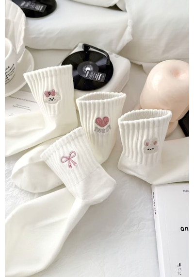 Hitit Socks Kadın 5 Çift Premium Desenli Sevimli Hayvan Ve Fi... Çok Renkli