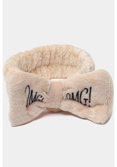 Omg Peluş Bandana Makyaj Spa Saç Bandı Krem Krem