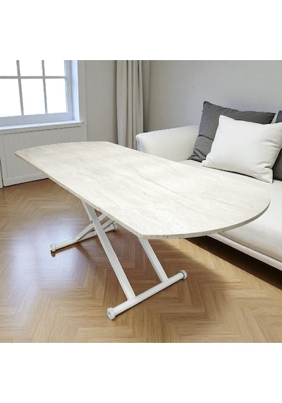 Oval Yan Baştan Açılır Akıllı Masa Üst Tabla Mdf Yüksekliği Ayarlanabilir Pratik Traverten Oval Yan Baştan Açılır Akıllı Masa Üst Tabla Mdf Yüksekliği Ayarlanabilir Pratik Traverten