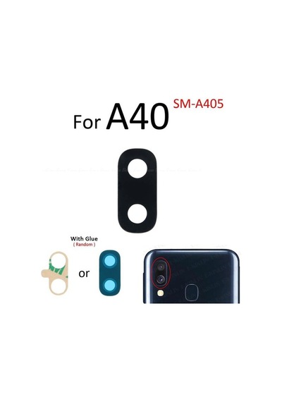 Tkgz Samsung Uyumlu Galaxy A40 Arka Kamera Camı Lens Yapışkanlı