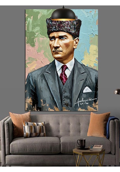 Klasik Mustafa Kemal Atatürk Portresi Dekoratif Kanvas - Mdf Ahşap Tablo