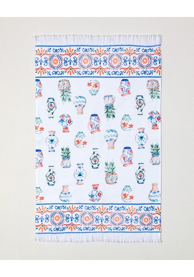 Madame Coco Lendina Baskılı Mutfak Havlusu Hvlu0000000140 40x60cm-beyaz/mavi