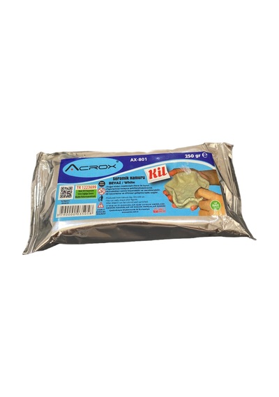 Acrox Ax-801 Seramik Hamuru Beyaz Kil 250gr - Doğal Kil, Hava İle Kuruyan Model Kili
