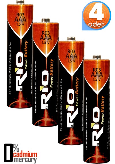 Rio 4lü Aaa R03 İnce Kalem Pil Kumanda Pili Çinko Karbon Pil Zn-c 1.5v
