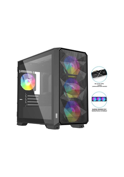 Dragos Diamond 4x Argb İnner Fan Usb 3.0 600w 80+ Gaming Bilgisayar Kasası