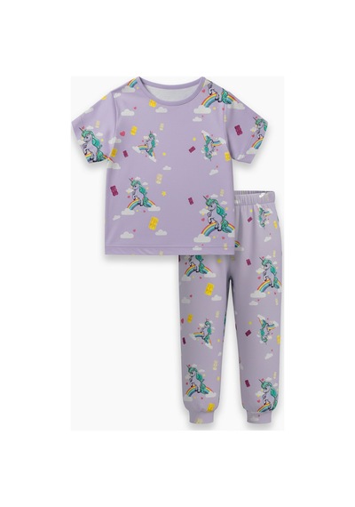 Harıbo Haribo Lisanslı Unicorn Desenli Kısa Kollu Pijama Takımı Lila