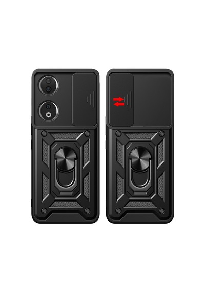Honor 90 Kılıf Sürgülü Kamera Koruyucu Manyetik Standlı Tank Koruma Nourthkingdom Mavi