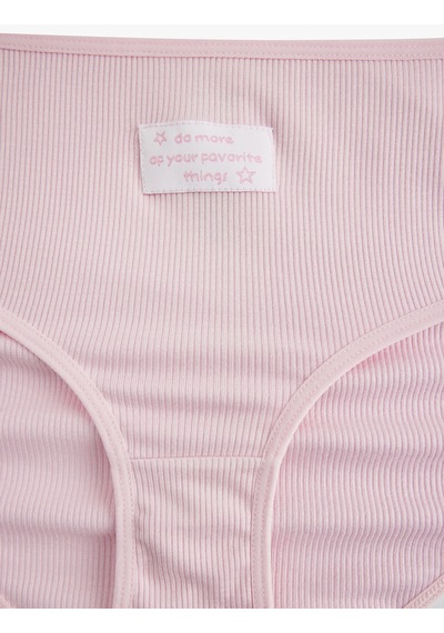 Koton Etiket Detayı Ribanalı Yüksek Bel Hipster Kadın Külot Pembe 5slk30169mk Gül