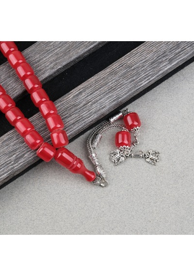 Katalin Çubuk Alpaka Püsküllü Kapsül Kesim 10.5x11mm Tesbih -kırmızı