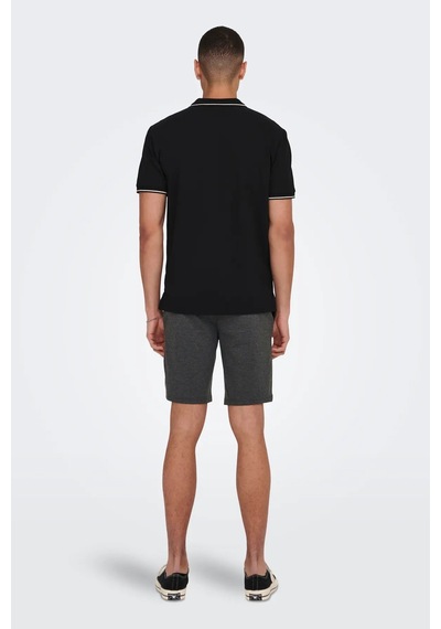 Only & Sons Erkek Onsfletcher Polo Yaka %100 Pamuk T-shirt 22024827 Siyah Siyah