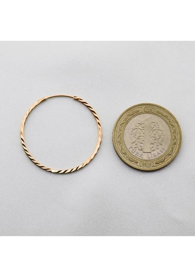 Yelpaze Kalemli Pembe Altın Halka Küpe Çapı: 3.5cm - Rose Gold Pembe Altın