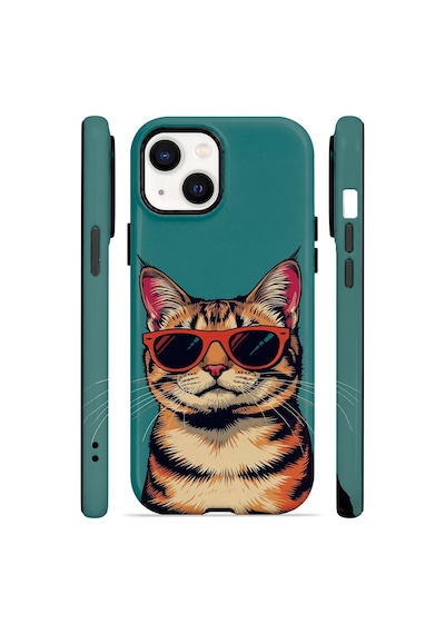 Velvoria Valestra Gözlüklü Cool Kedi Apple iPhone Uyumlu 14 Darbe Korumalı Kılıf Valestra Select - Gözlüklü Cool Kedi