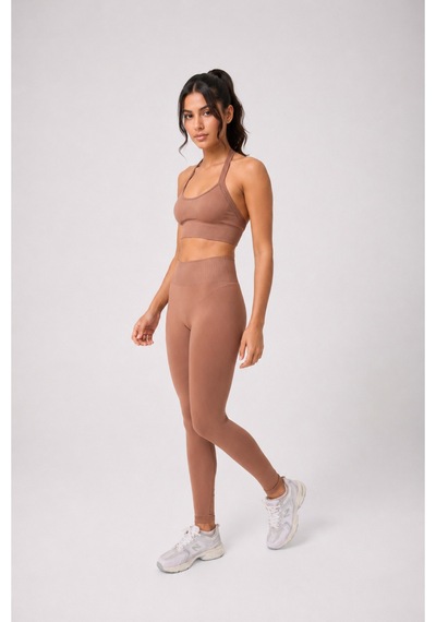 Jolt Kind Model Kalça Büzgülü Yüksek Bel Toparlayıcı Seamless Tayt Kahverengi