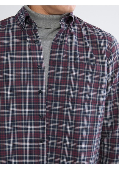 Lcwaıkıkı Classic Bordo Regular Fit Uzun Kollu Ekose Erkek Gömlek