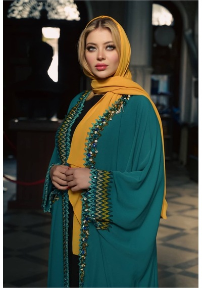 Crystalia Klasik Abaya - Çok Renkli Çok Renkli
