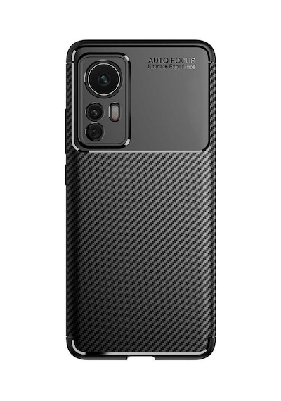 Xiaomi Mi 12 Kılıf Karbon Görünümlü Silikon Kamera Korumalı Üstün Koruma Pazarplus Siyah