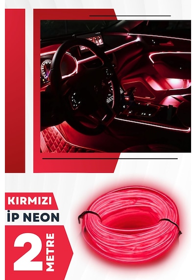 Araç Içi Kırmızı Neon Ledi Ip Led Torpido Ledi 2 Metre Neon Led