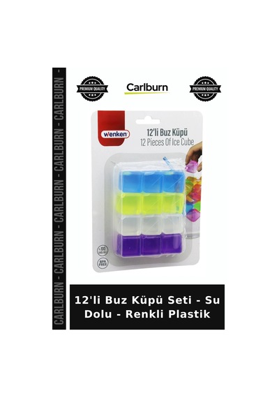 Özel Üretim Pratik Yeniden Kullanılabilir Kokteyl 12'li Buz Küpü Seti - Su Dolu - Renkli Plastik
